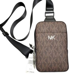 Michael Kors Black and Brown Logo Slingpack Bag